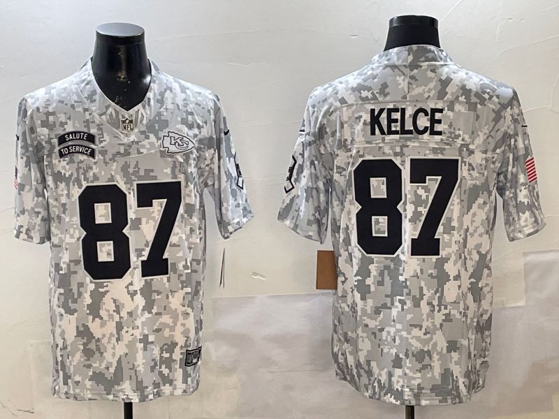 Men Kansas City Chiefs 87 Kelce Camo 2025 Nike Salute to Service Limited NFL Jersey style 2